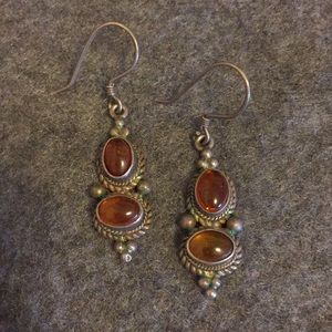 Vintage-Inspired Silver and Brown Earrings